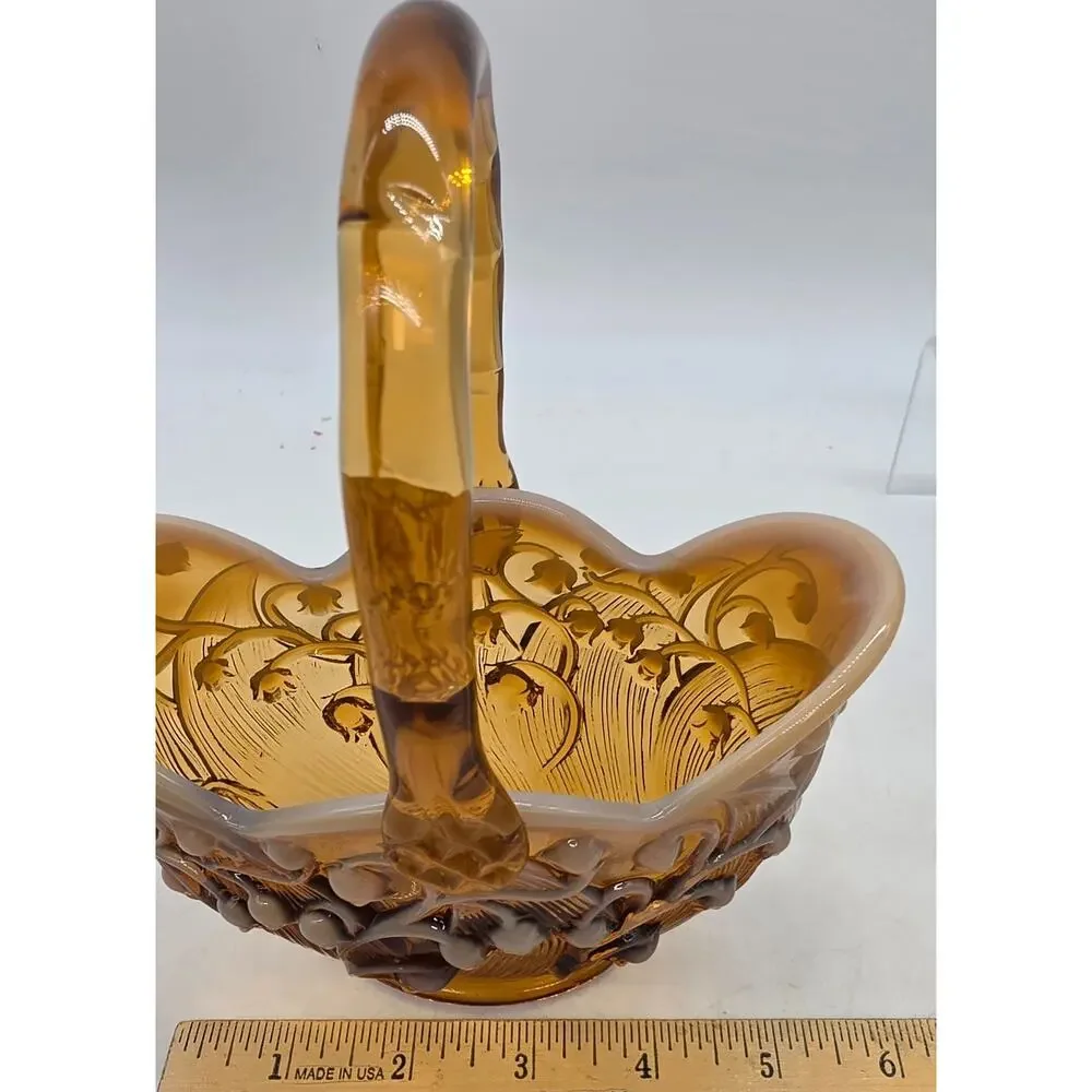 FENTON CAMEO OPAL LILY OF THE VALLEY BASKET